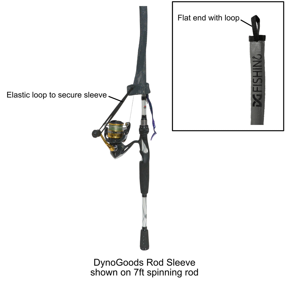 DynoGoods Fishing Rod Sleeve, 3 Pack, 7ft Spinning Rod